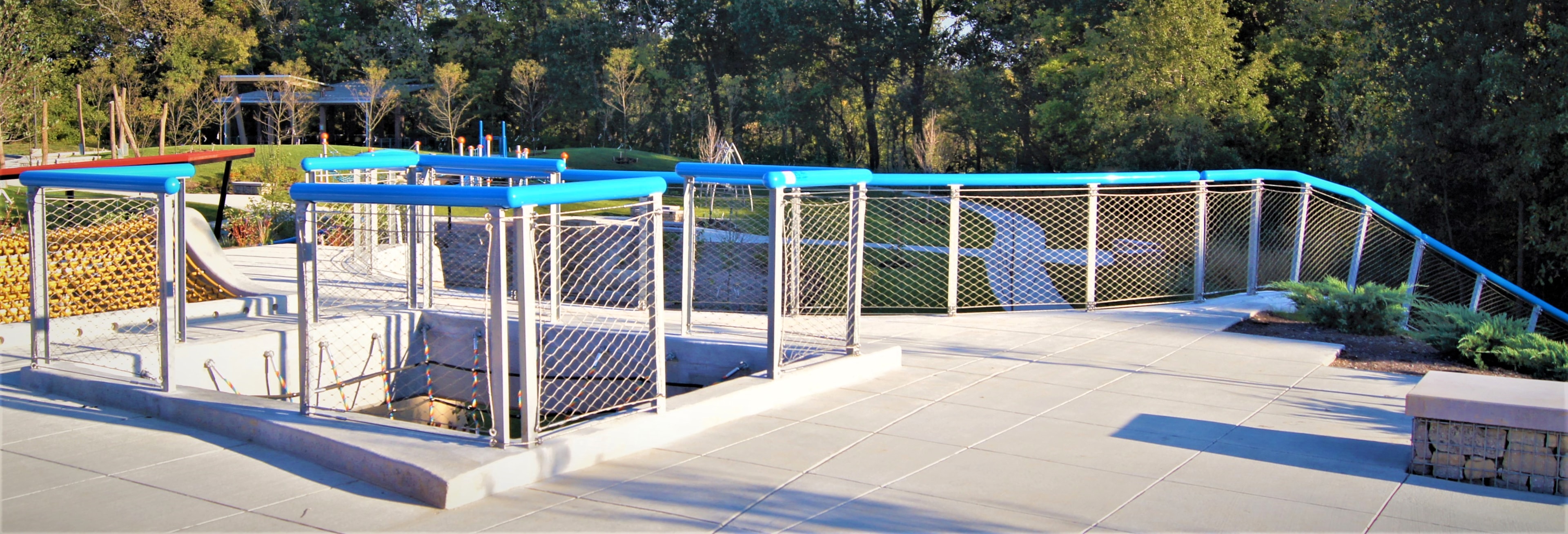 O'Fallon O'Day Park playground railings and blue metal handrails
