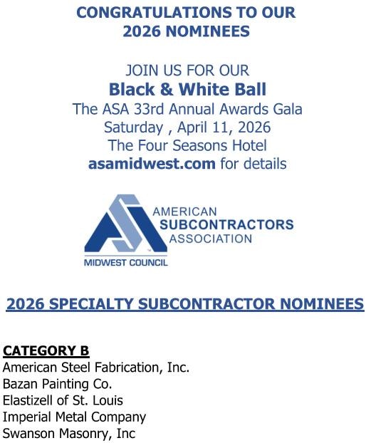 2026 ASA Specialty Subcontractor of the Year nominees list — Imperial Metal Company named in Category B