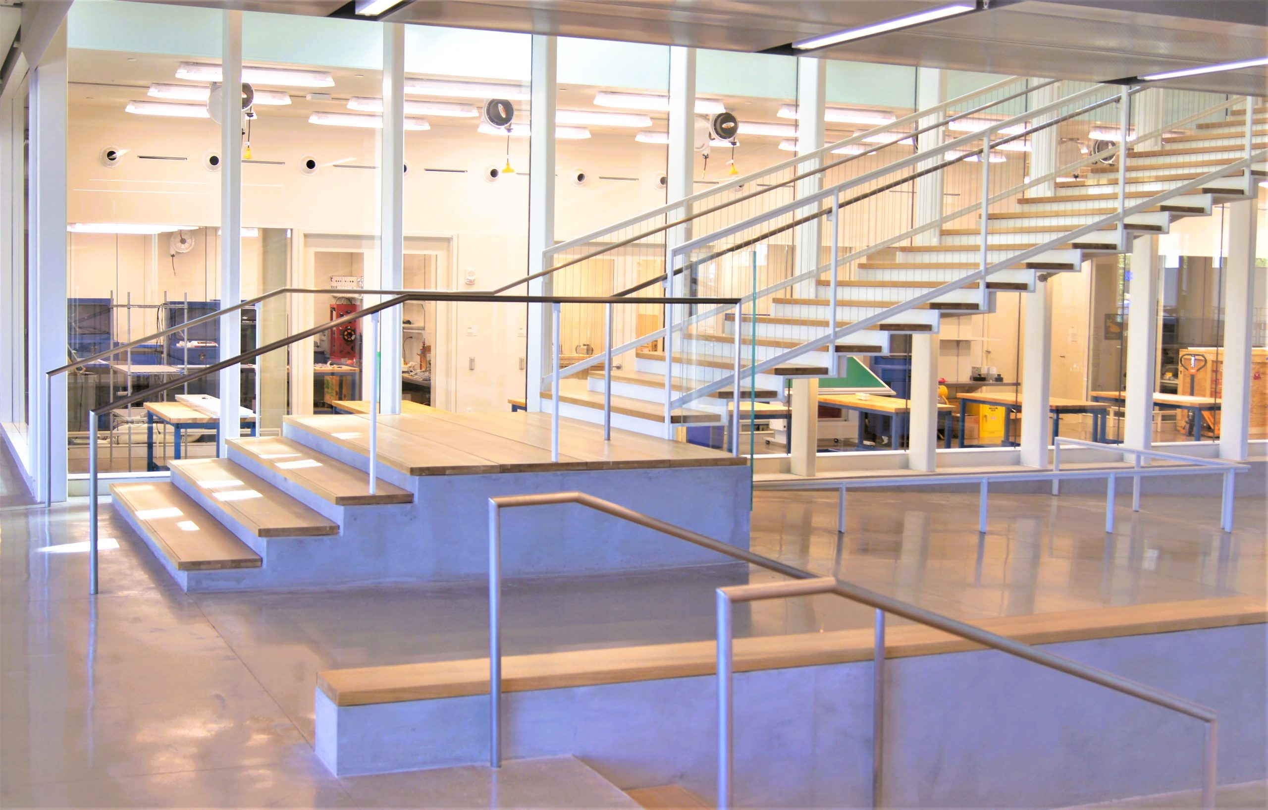 Washington University Weil Hall custom metal stairs