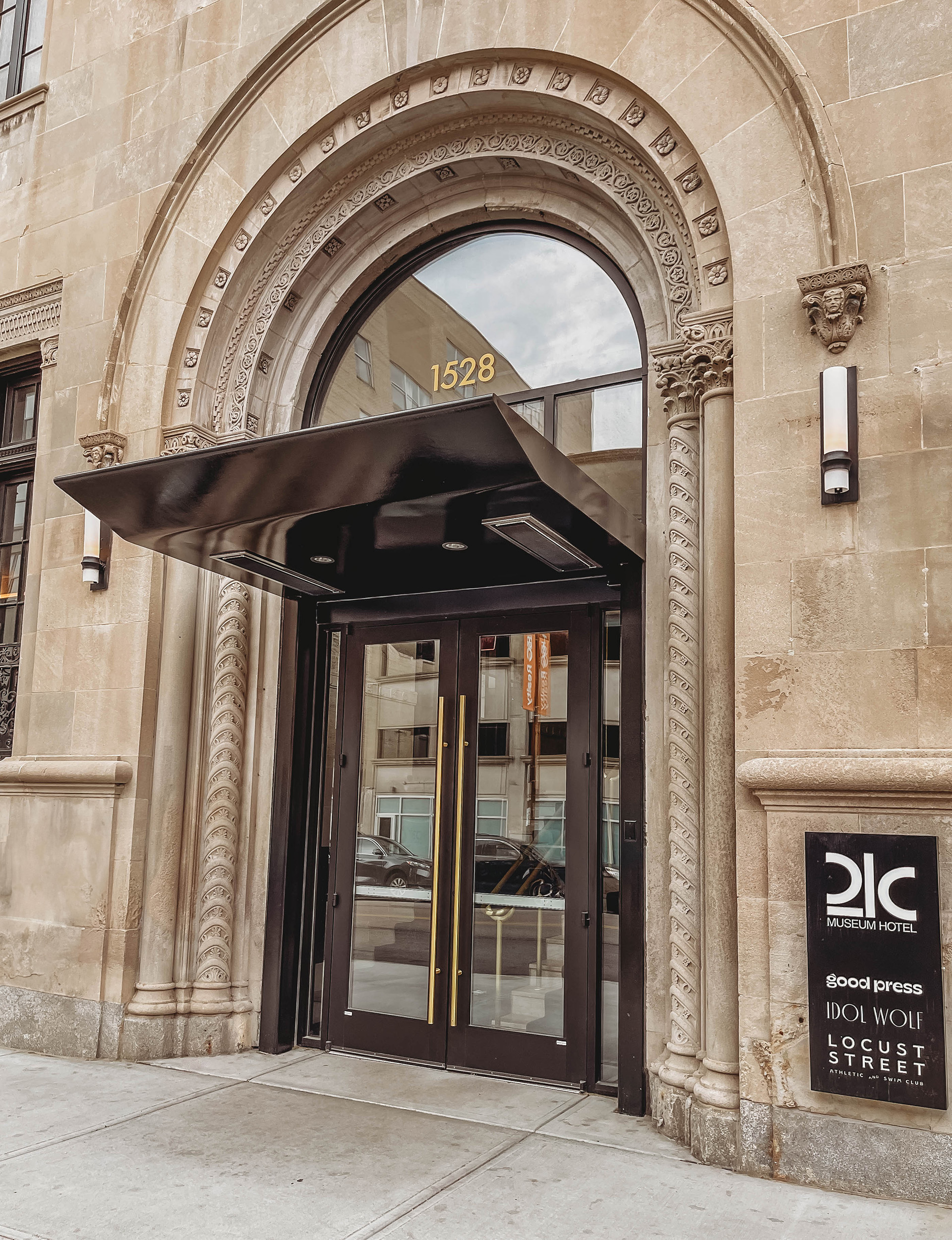 21C Hotel entrance canopy ornamental metals