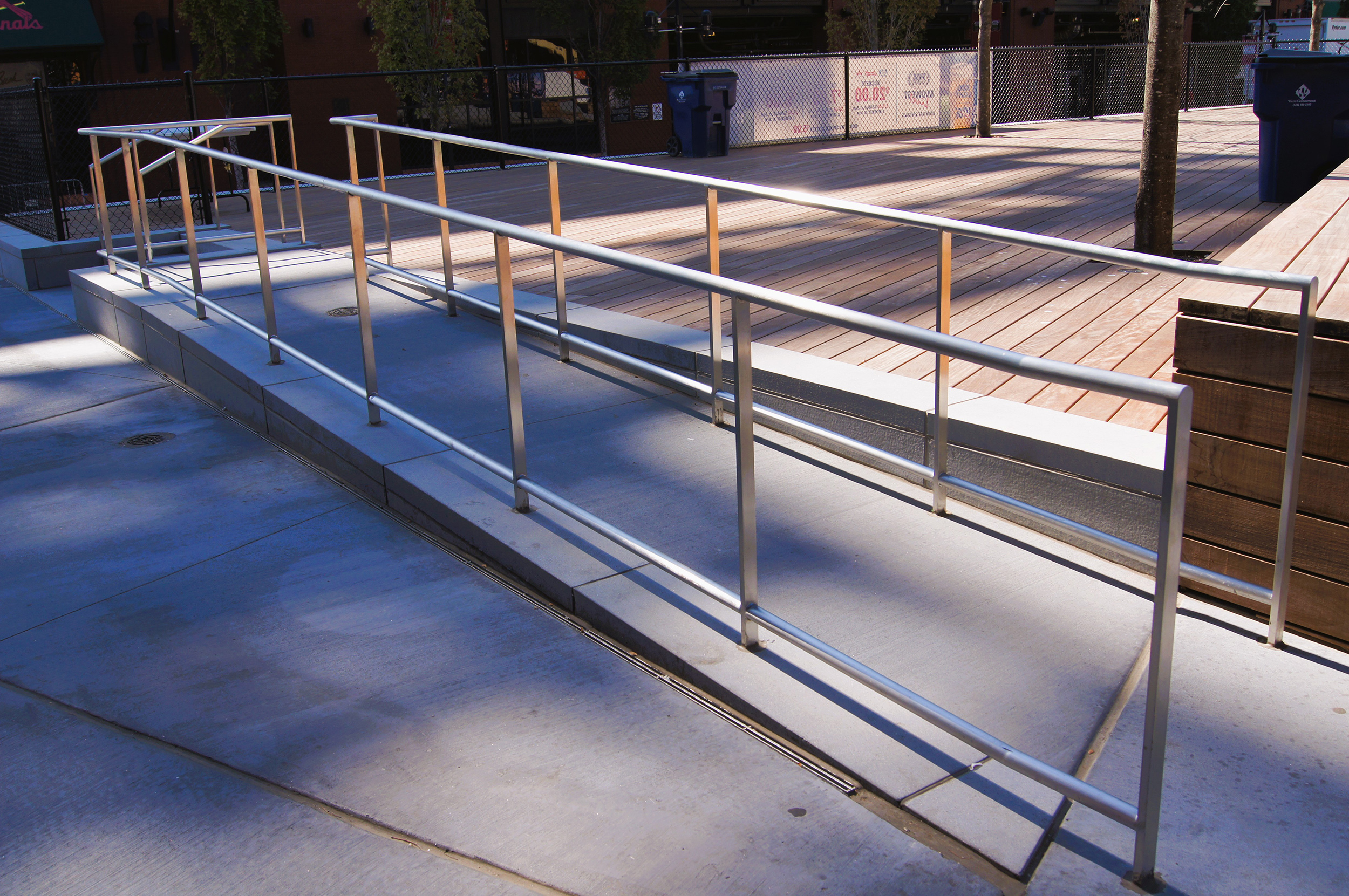 Stainless handrails at Ballpark Village