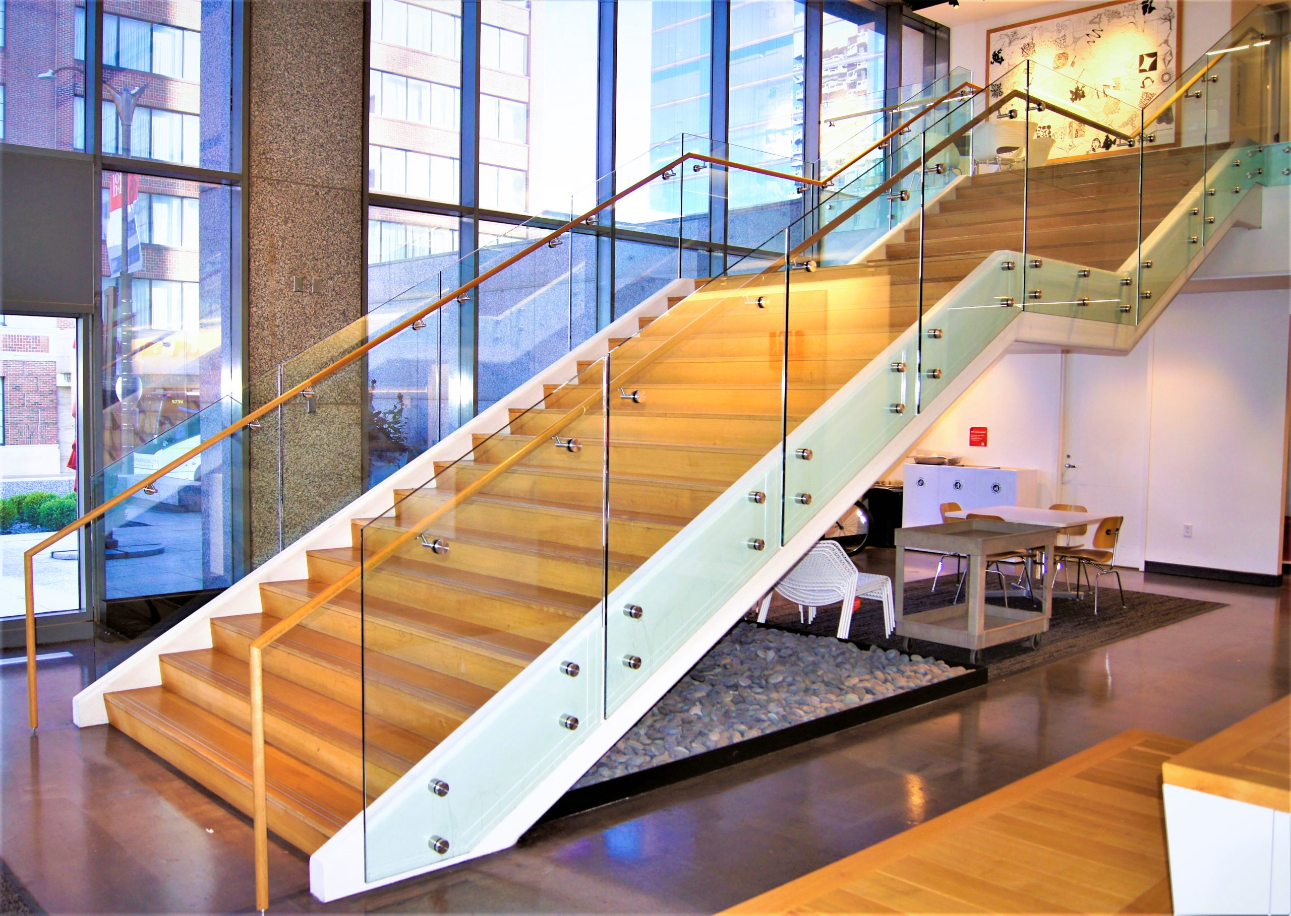 HOK Office custom stair with glass